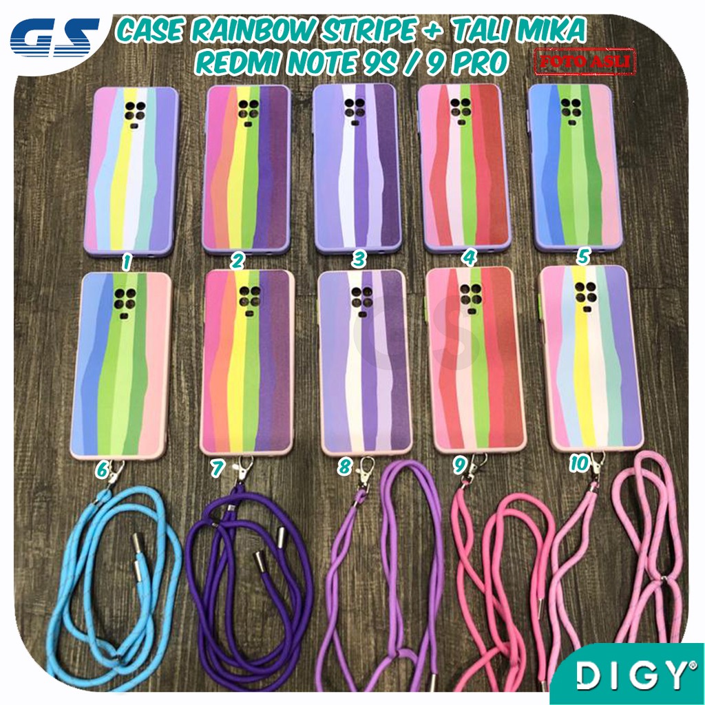 Softcase Tali Slingcase Lanyard Rainbow SAMSUNG A32 4G A02S M02S  OPPO A53  XIAOMI POCO M3 X3
