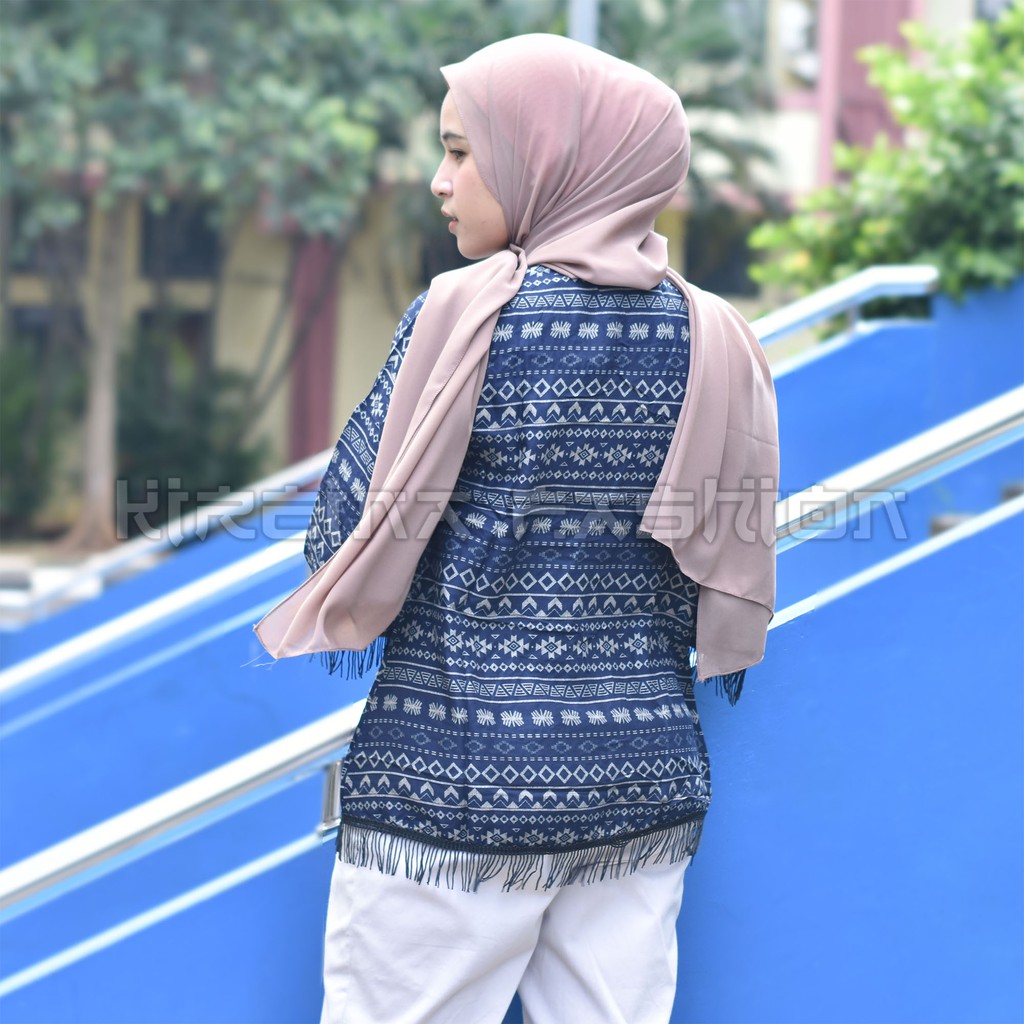 Cardigan Rumbai Wanita Motif Bohemian Bahan Katun Rayon Viscose | Kireina Fashion