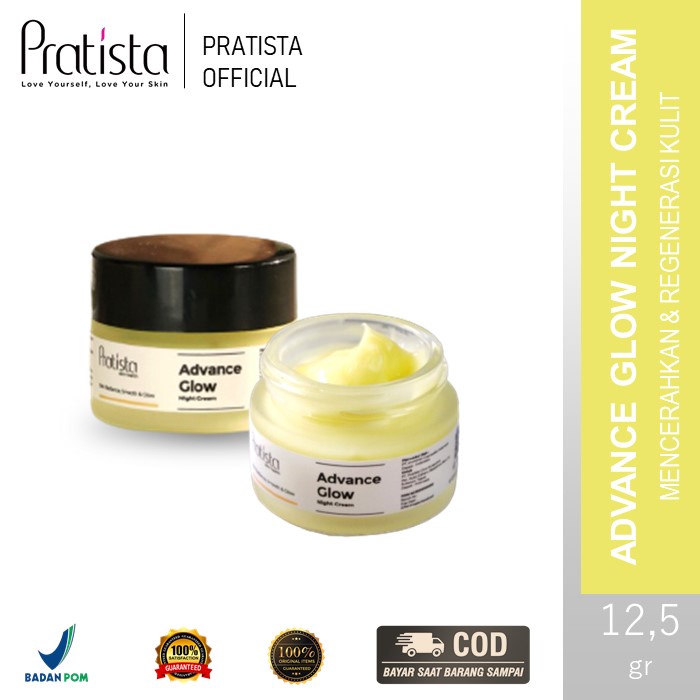 Pelembab Wajah Pratista Cream Malam Advance Glow Night Cream Skincare Pencerah Wajah Glowing Krem Malam Ori BPOM