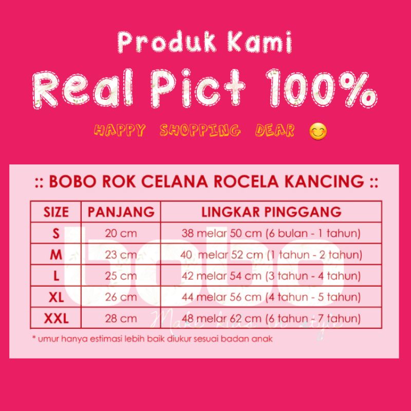 BOBO ROK CELANA ROCELA KANCING JEANS ANAK 1 - 7 TAHUN