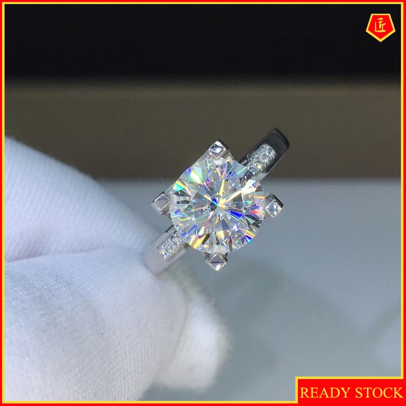 [Ready Stock]Pt950 Platinum Moissanite Open Ring Simple Elegant