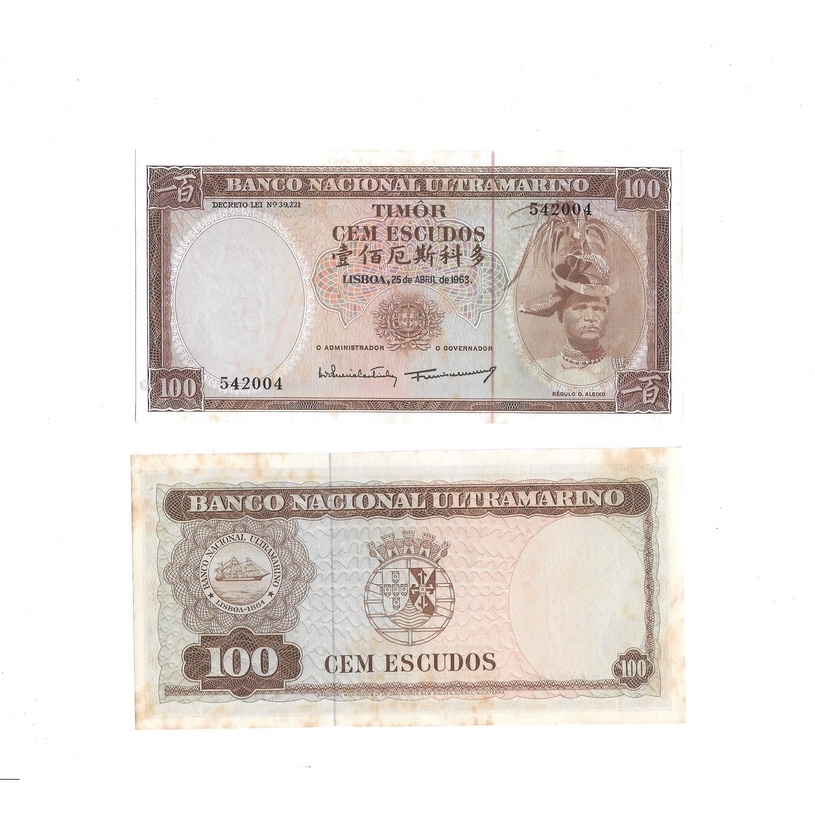 Uang kuno Timor 100 Escudos 1963 VG, Fine, VF
