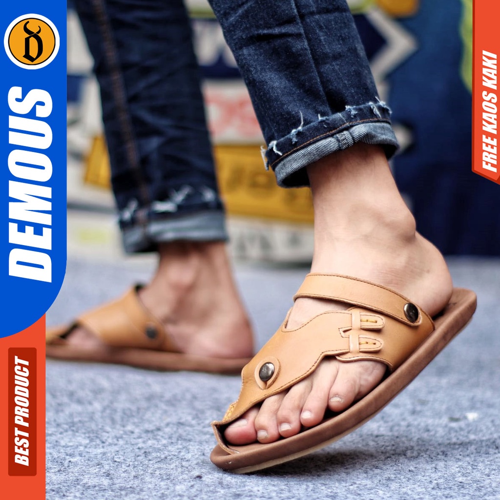 DEMOUS LUCKY Sandal Jepit Kulit Asli