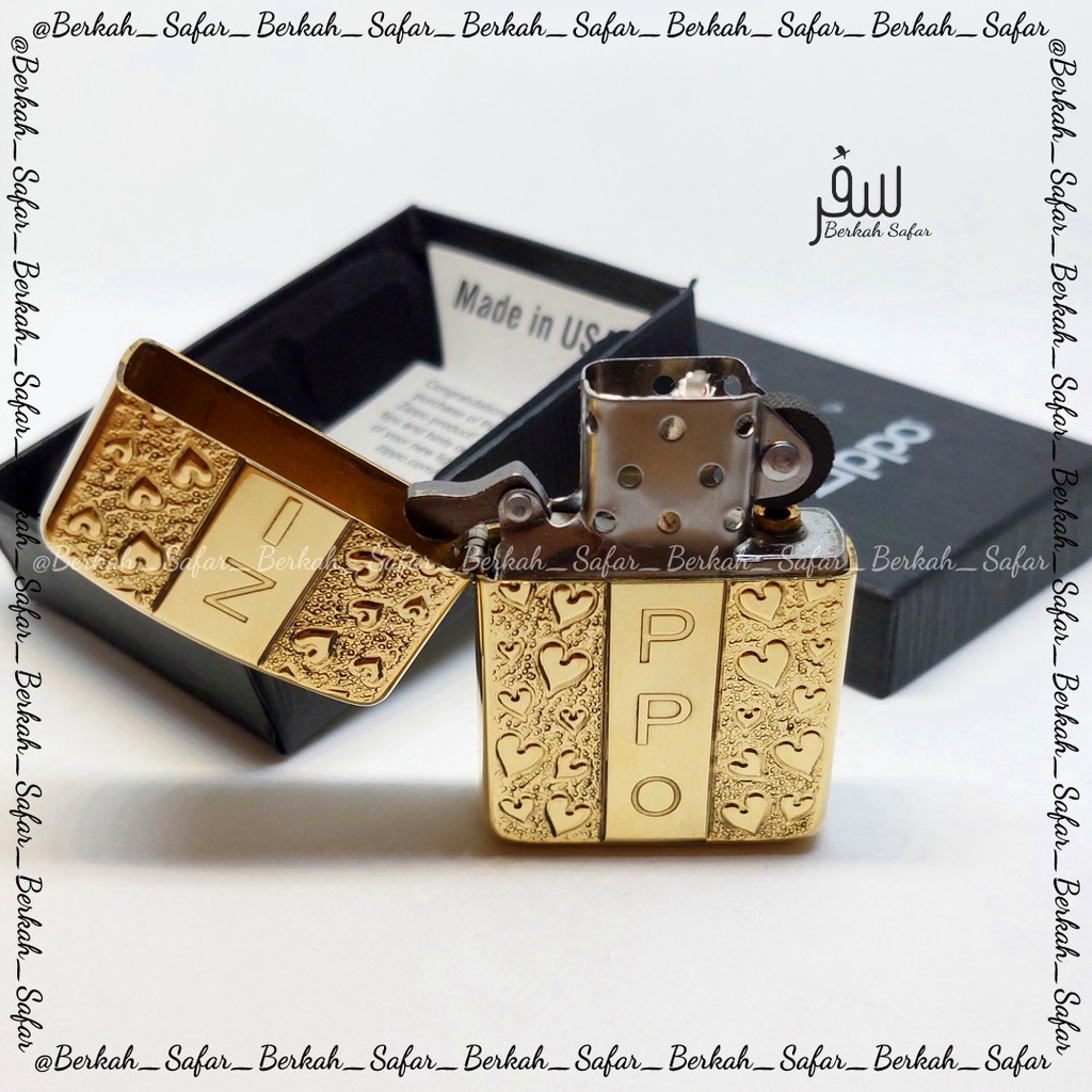 Korek Zippo Gold Plated Emboss Love Zippo Lighter High Premium Quality Made In Usa &quot;Limited Edition&quot;