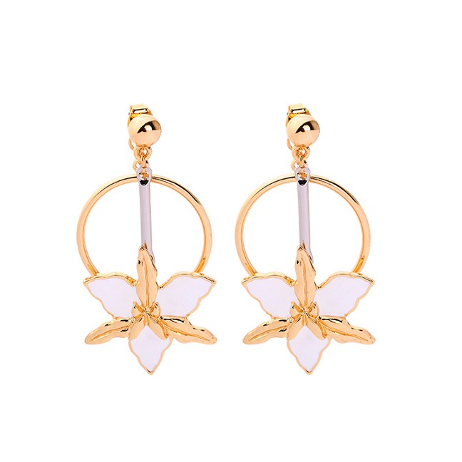 LRC Anting Tusuk Fashion Drip Flower Flower Ring Stud Earrings F6349X