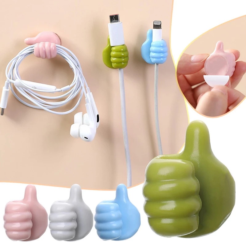 Kait Holder Kabel Data / Handuk Bentuk Jempol Bahan Silikon Lembut Untuk Kamar Mandi