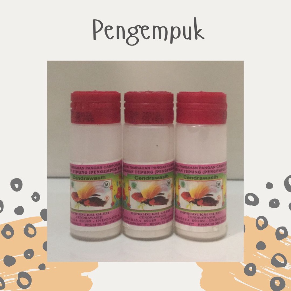 

Pengempuk Roti Cendrawasih 15gr / Perlakuan Tepung / Bahan Tambahan Pangan Campuran