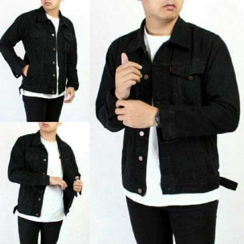 JAKET JEANS DENIM HITAM PEKAT JAKET JEANS BLACK/JAKET JEANS DENIM TERBARU/JAKET JEANS DENIM KEKINIAN