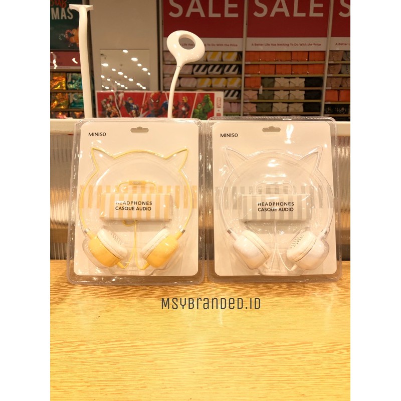 Best Sale Headphones Miniso Kitty Pink Black White Yellow Headset Cat Ears Best Seller