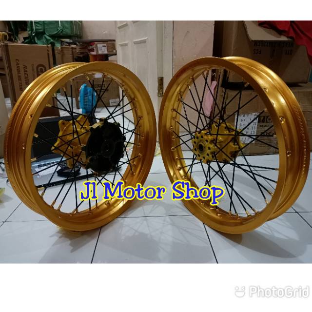 Paket Velg Set Supermoto Super moto Klx 150 D-Tracker Full Set Plus Ban Velg Rossi bonus Piringan