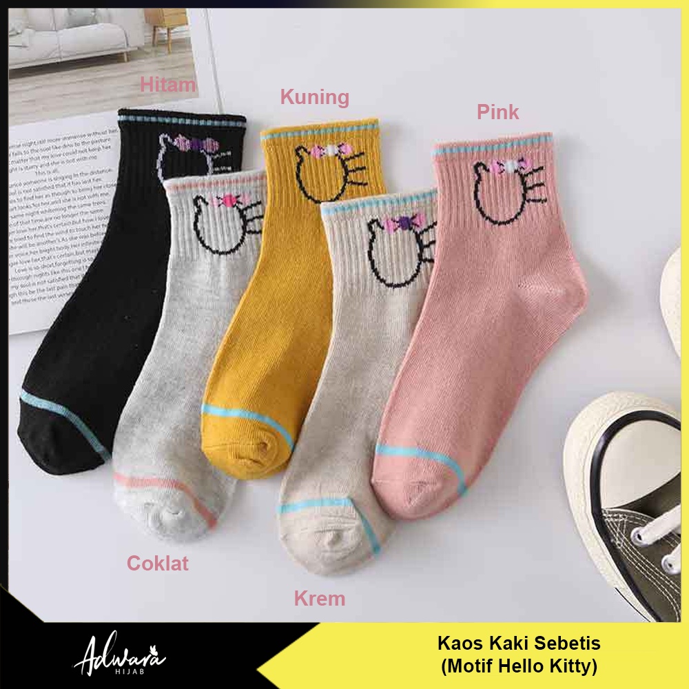 Kaos Kaki Wanita Pendek Sebetis Motif Hello Kitty Korean Style Sock