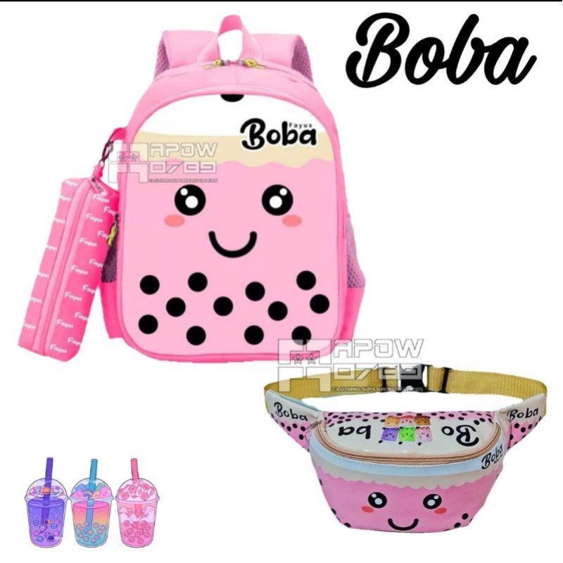 Tas Ransel Anak Perempuan 2IN1/ Tas BOBA Anak Sekolah TK-SD + Gratis Waistbag