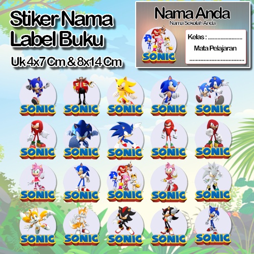 

Stiker Sonic sonik knucles tails dr eggman amy rose shadow espio silver Karakter Lucu Custom Lebel Nama cromo murah 20 Varian berbeda Sticker Pelajaran Mapel buku anak sekolah No 5