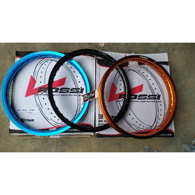 VELG ROSSI ORIGINAL MODEL WX KOTAK RING 17(120,140,160,185,215) HITAM GLOSY BIRU OREN
