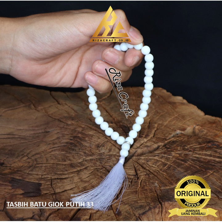 Tasbih Muslim Batu Akik Giok Putih Asli Cina Alam Natural Original 33 Kualitas Terbaik