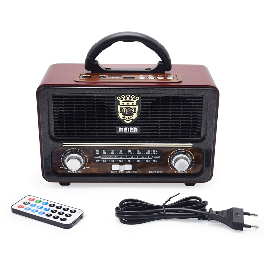 Radio Portabel 110BTS Retro FM/AM/SW Radio Speaker System dengan BT USB TF Card Player 100% ORI