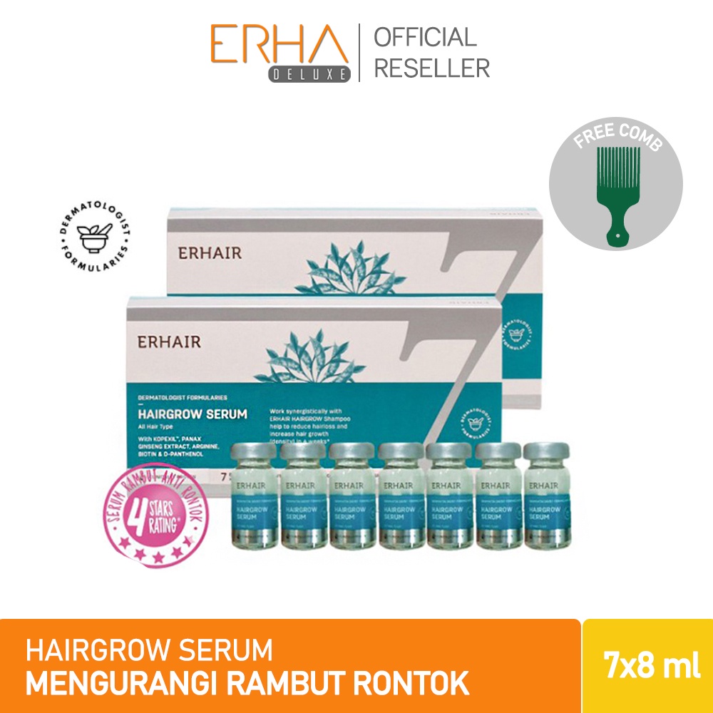 ERHAIR Serum Penumbuh Rambut ERHA Hairgrow 2 pcs x @ 7x8 ml Ekstrak Ginseng