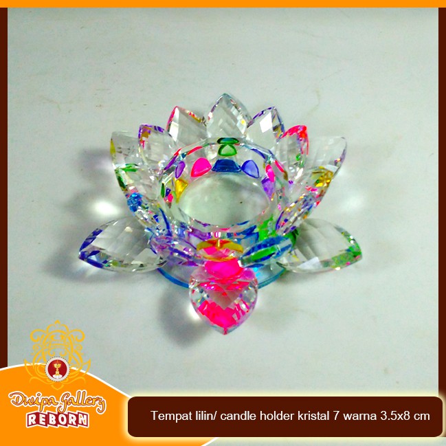 Tempat lilin/ candle holder kristal 7 warna 3.5x8 cm