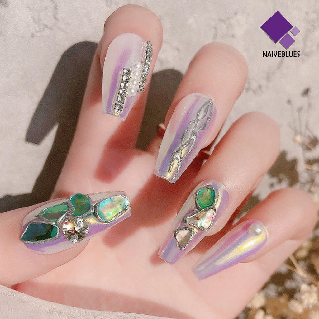 Naiveblue Ornamen Kerang Abalone 3D Warna-Warni Untuk Dekorasi Nail Art