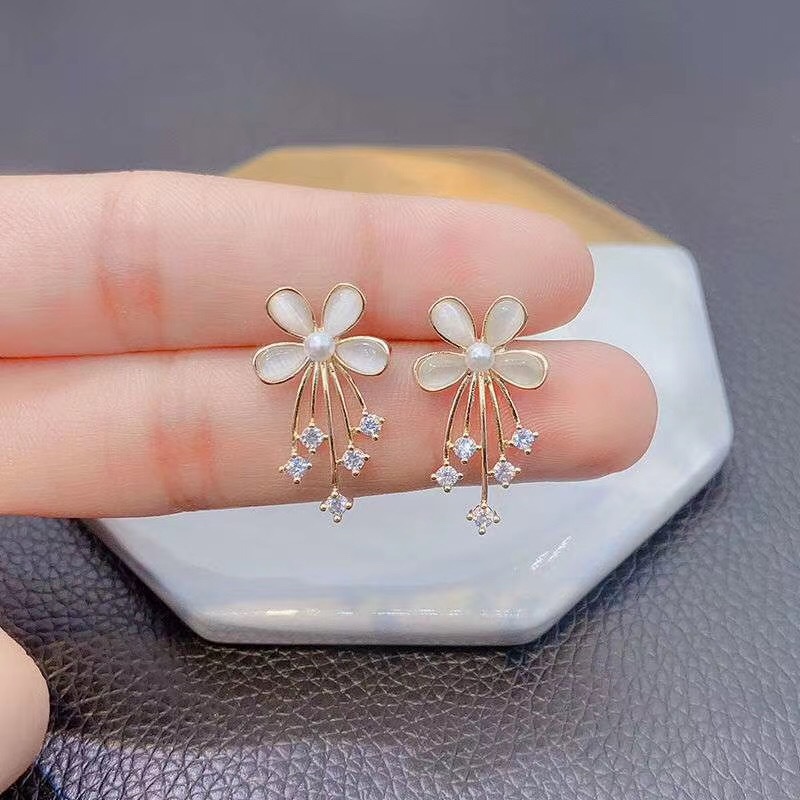 2020 baru zircon bunga anting-anting Korea halus grace online influencer anting-anting wajah tampak