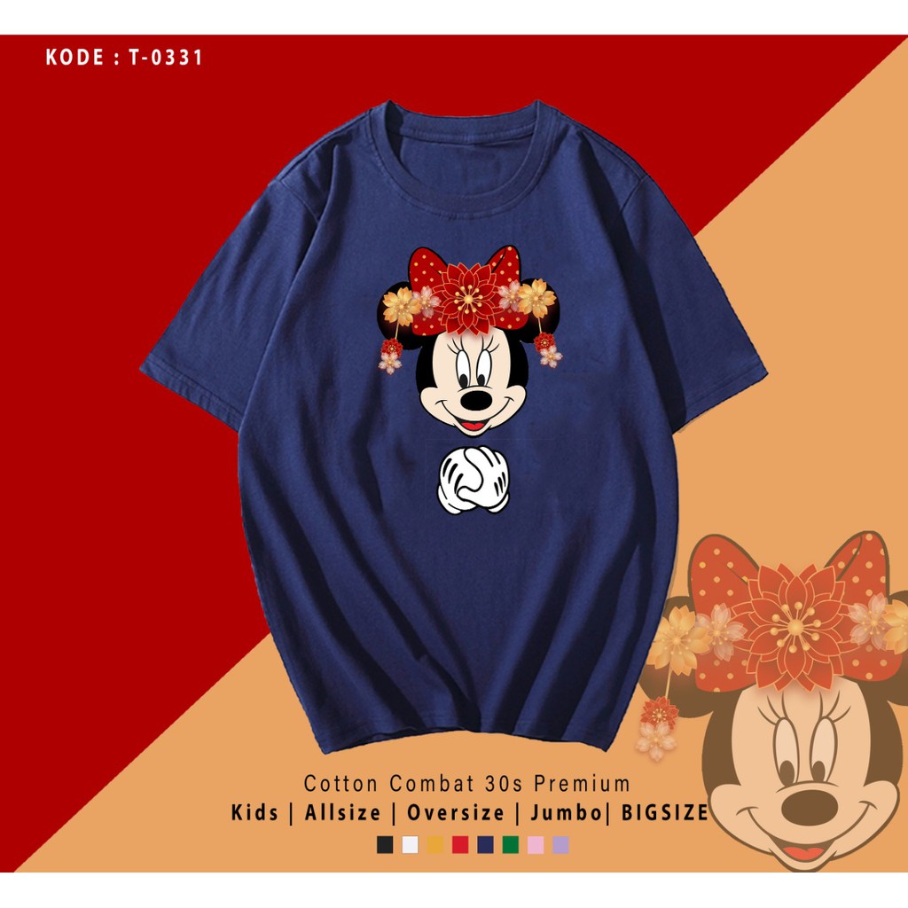 FREE CUSTOM NAMA - MICKEY MINNIE KIONGHI /BAJU KAOS KATUN WANITA LENGAN PENDEK / TUMBLR TEE IMLEK