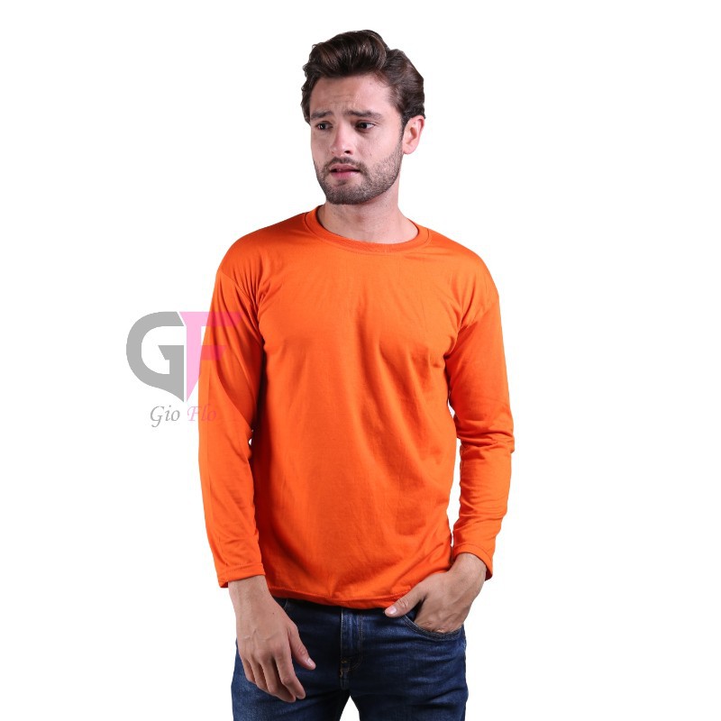 GIOFLO Tshirt Distro Pria Polos Panjang Orange / PLS 137