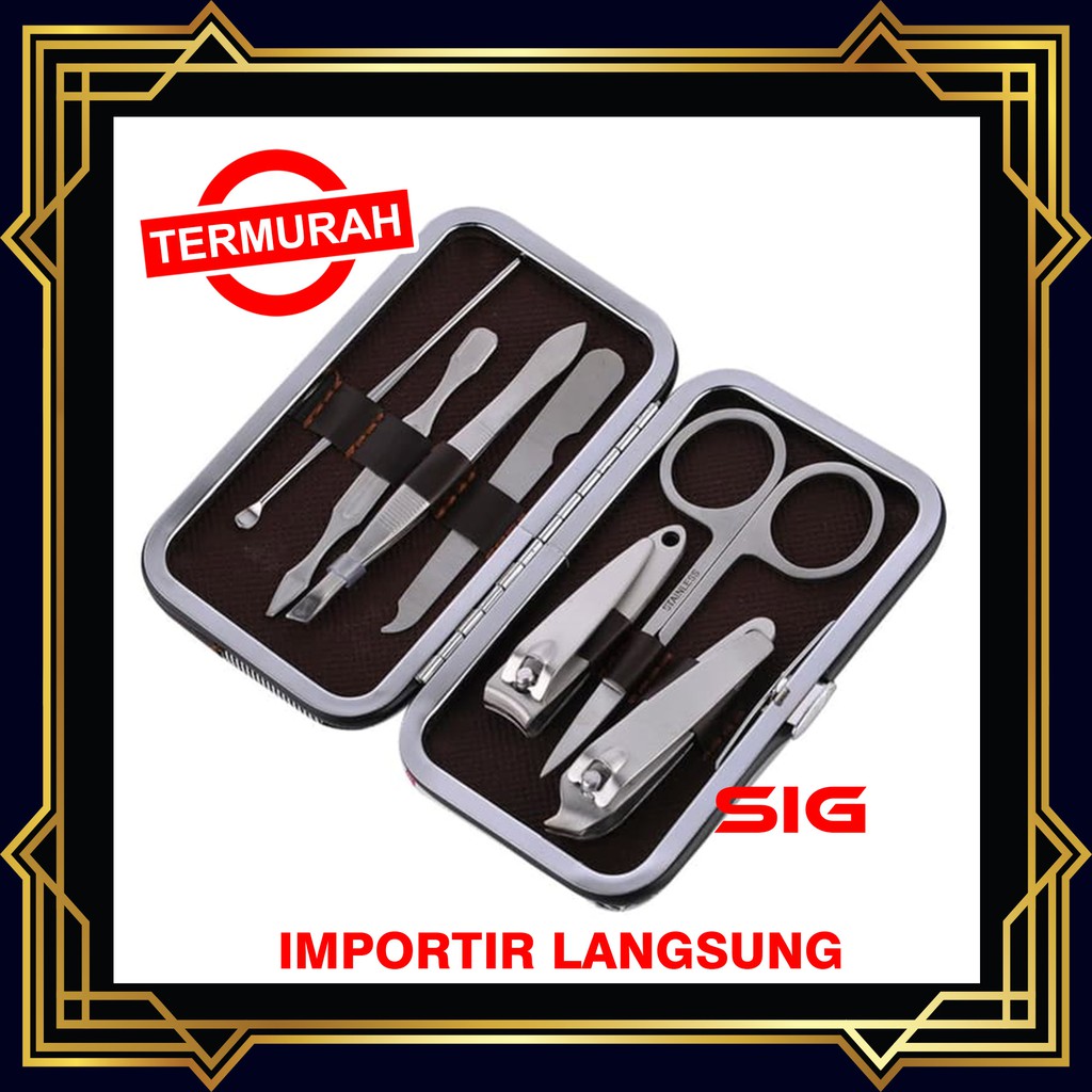 ES55  MANICURE SET 7 in 1 Motif Kotak / MANICURE SET KOMPLIT / GUNTING KUKU