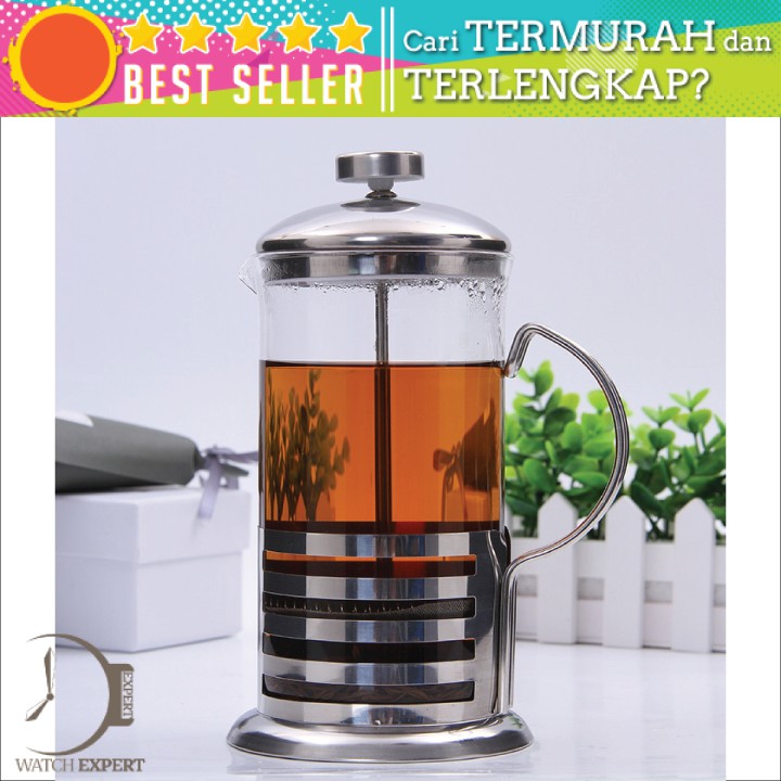 BAYAR DI TEMPAT Teko Pot French Press Coffee Maker Pot 350ml Motif Grid