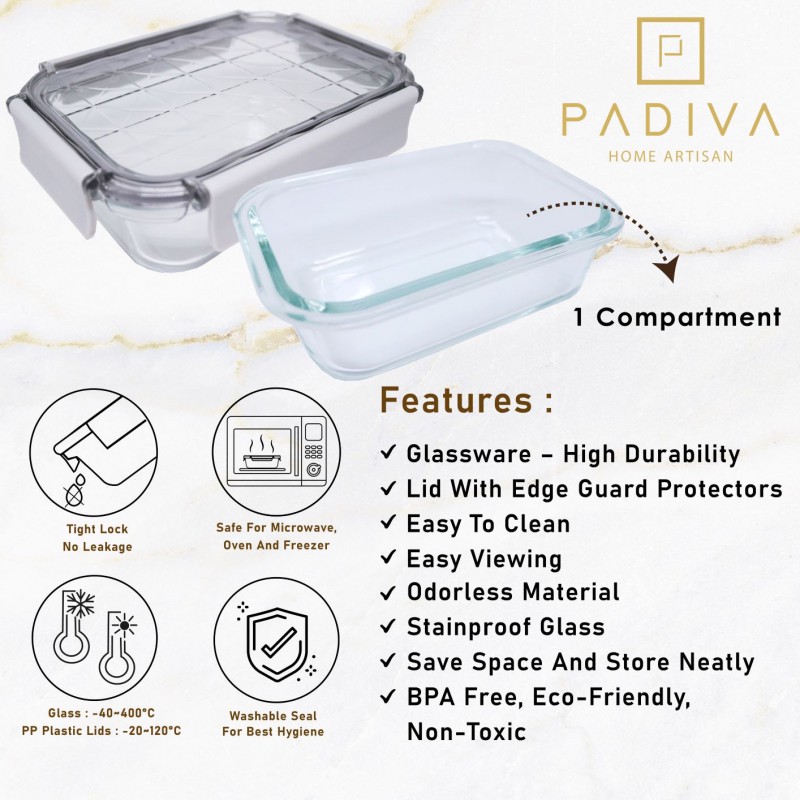 PADIVA 1040ML SILVER GRAY (2PCS) CRYSTAL GLASSBOX 1 COMPARTMENT (GBC1040SS)