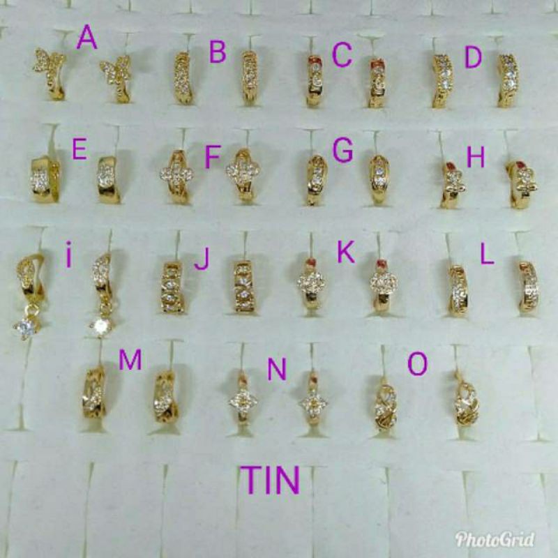 Anting bulet mata zircon lapis mas ♡TIN-10♡