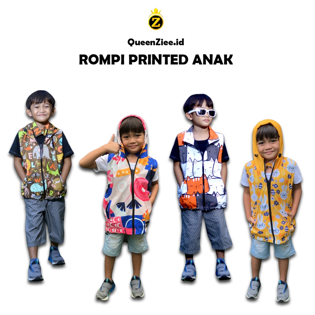 Rompi Anak Motif Printing Tebal Vest Waterproof Premium Sepeda Running Outdoor Sports
