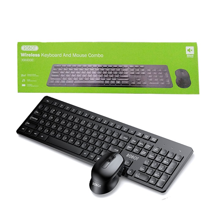 Robot KM4000 Silent Keyboard &amp; Optical Mouse Combo Receiver USB for PC