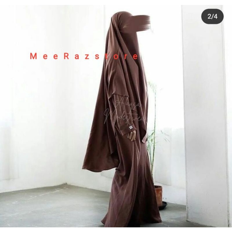 (On Booked) Preloved Asik Abaya by Aqsamodestwear Marzan Mina ukuran L