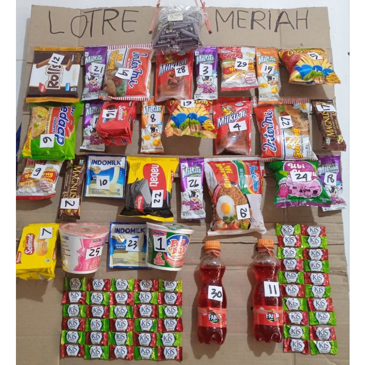 Lotre/kolas berhadiah 30pcs isi lotre 230pcs