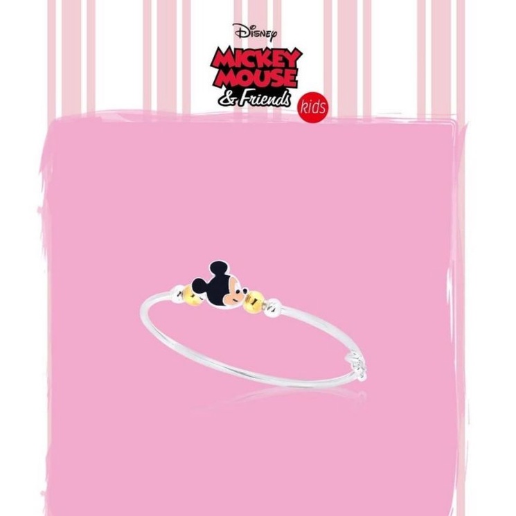 Gelang Anak Baby Bangle Bracelet M I C K E Y UBS White Gold Emas Putih