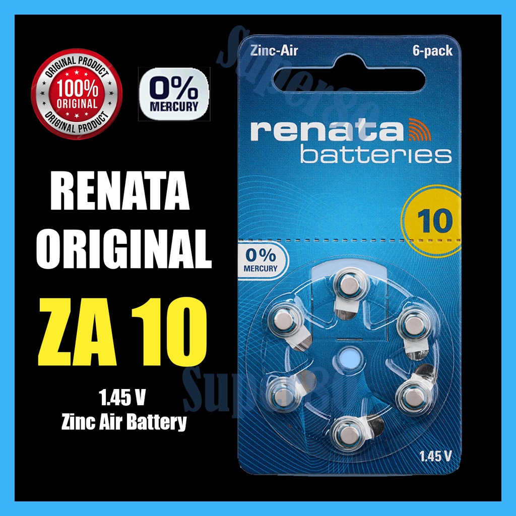 Renata ZA10 Original Hearing Aid Battery ZA 10 Baterai Alat Bantu Dengar Pendengaran Batre Batere Asli Ori