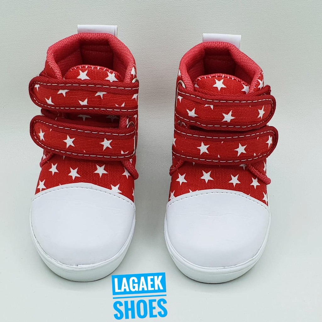 Sepatu Anak Boots Usia 2 Tahunan MERAH Bintang - Sepatu Anak Boots Star Size 25