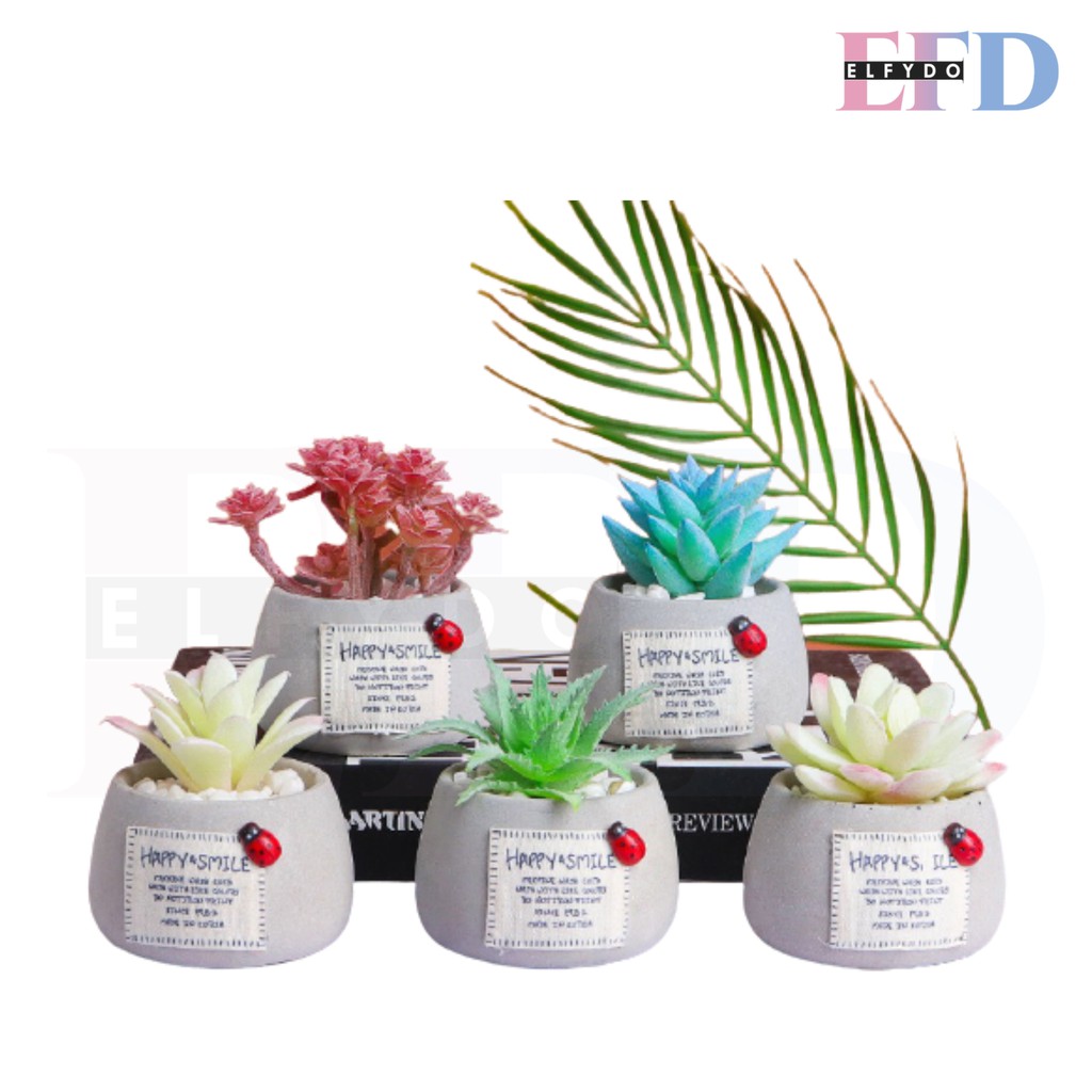 ELFYDO - PT52 Pot Mini Tanaman Hias Bonsai 7 Varian Warna Warni Artificial Minimalis