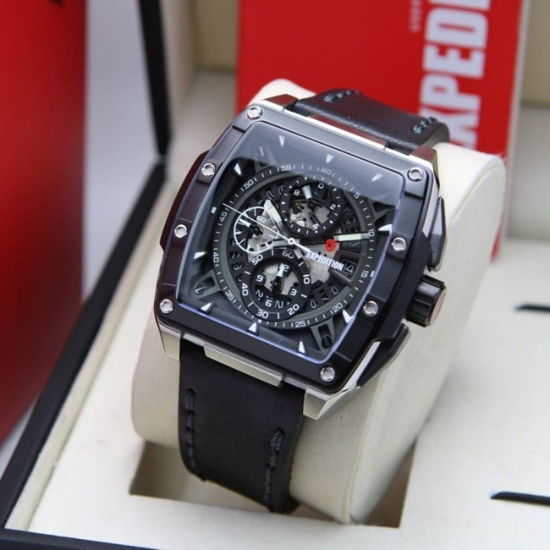 Jam Tangan Expedition E 6815 Pria / E6815 MC Silver Black Original