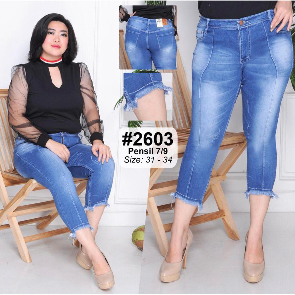 Celana Jeans Wanita 7/9 Pensil Tulang Rawis 31-34 35-38 Bisa Bayar Ditempat(COD)