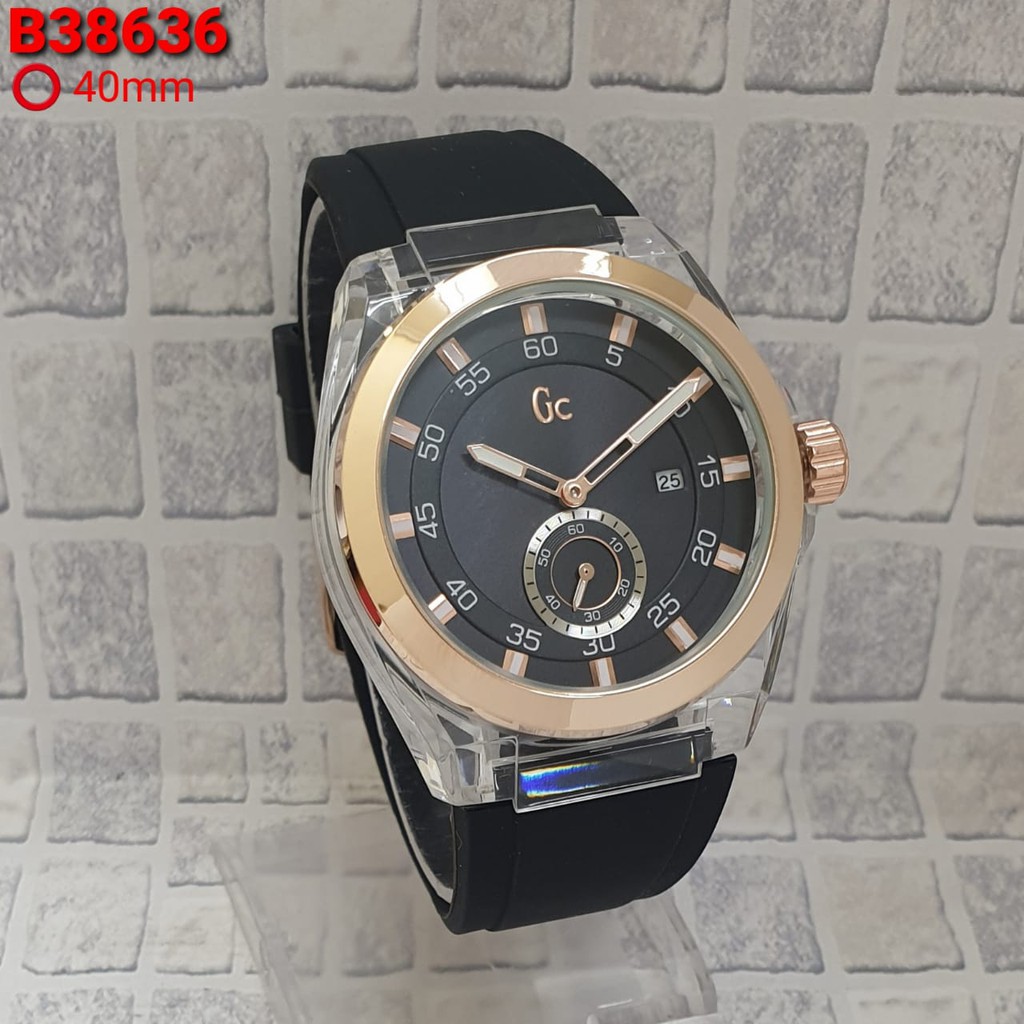 (COD) Jam Tangan Pria Guess Collection Gc8107Dv Chrono Detik Tanggal Aktif Tali Rubber Free Box