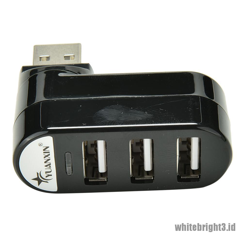 &lt; White3 &gt; Hub Adapter Splitter 3 Port USB 2.0 Rotasi Untuk PC Laptop Notebook