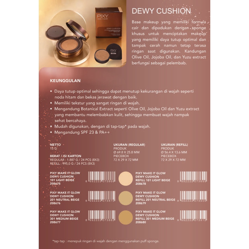 PIXY Make It Glow Dewy Cushion - 101 Light Beige