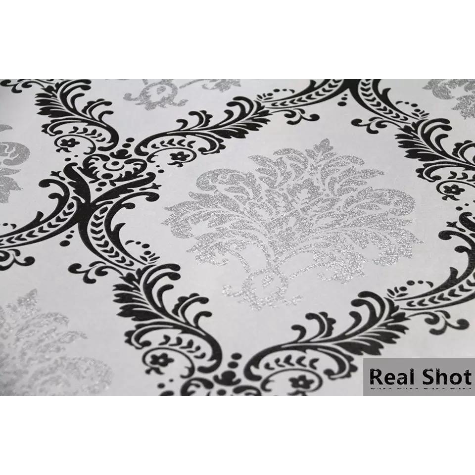 Wallpaper Dinding Batik Silver Hitam Trapesium