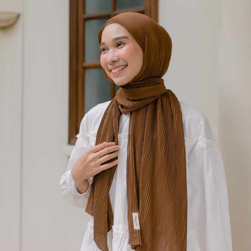 Lozy Hijab - Ayra Pleats Shawl ( Pashmina Full Plisket )-Hazelnut