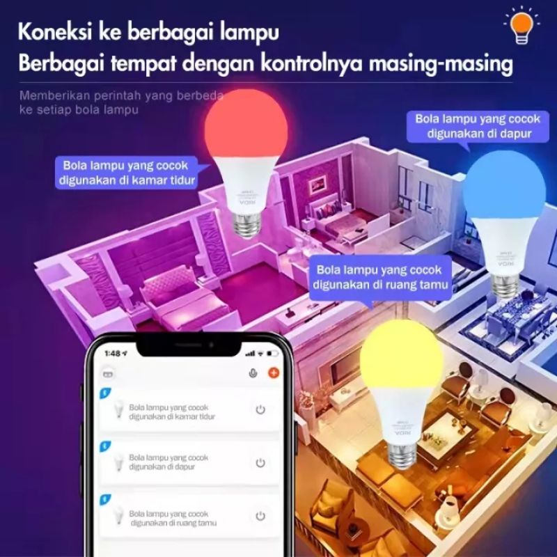 Smart LED Bulb Bluetooth 10W--12w RGBCCT warna Bulb - lampu tidur terbaik lampu led rumah