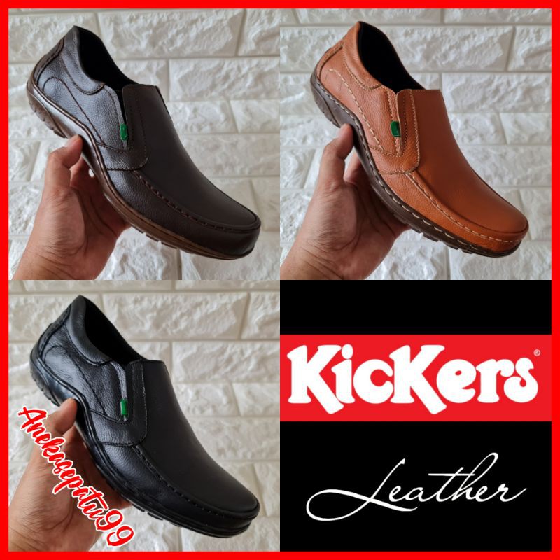 SEPATU PANTOPEL PRIA KICKERS KULIT ASLI / SEPATU KERJA KANTOR COWOK FORMAL / SEPATU WEDDING PANTOFEL RESMI