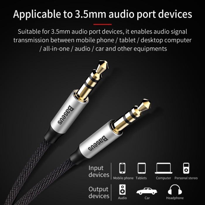 Baseus Kabel Audio Jack 3.5 Mm Male To Male 1M