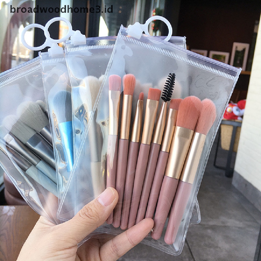 8pcs / set Brush Makeup Mini Portable Gagang Kayu Untuk Pemula