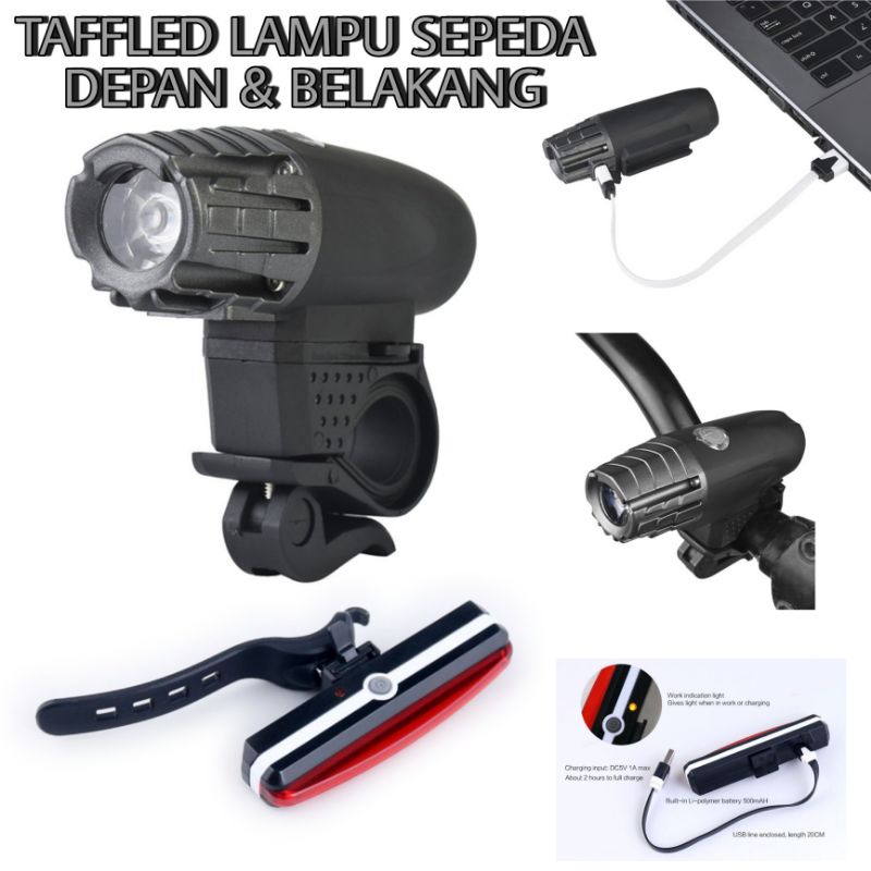 taffled lampu sepeda depan &amp; belakang ( bisa di charger )